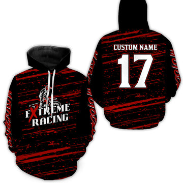 Maxcorners Red Motocross Hoodie for Men Women Dirt Bike Hoodie Off-road Racing Jersey LM2809