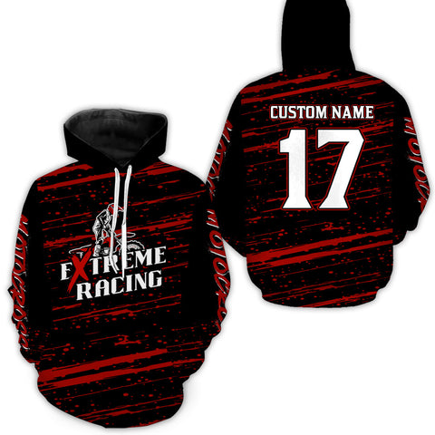 Maxcorners Red Motocross Hoodie for Men Women Dirt Bike Hoodie Off-road Racing Jersey LM2809