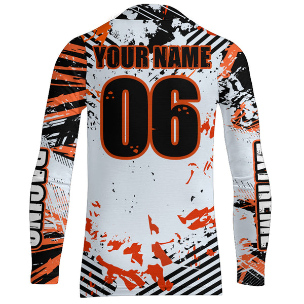 Maxcorners Orange Motocross Racing Jersey Men Kid MX Custom UV Protective Dirt Bike Off-road Shirt MT2809
