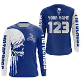 Maxcorners Custom Skull Motocross Jersey for Kid Men Women Blue Skull Dirt Bike Racing Shirt LM2809