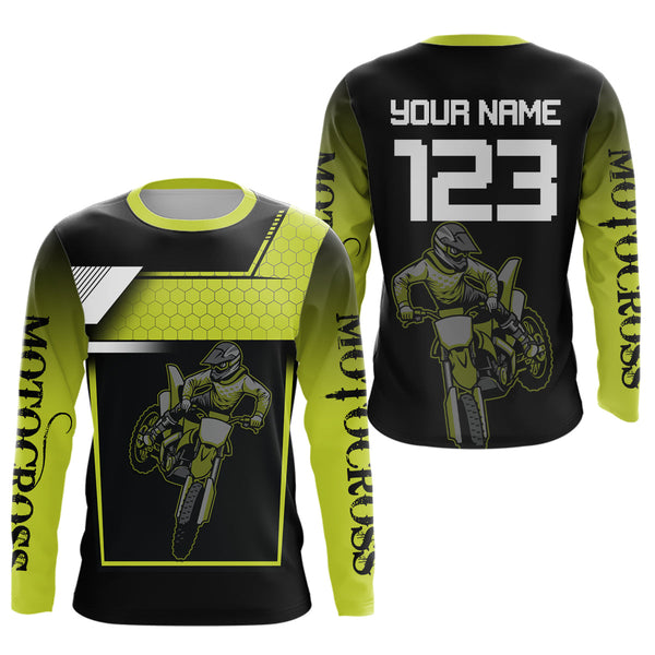 Maxcorners Lime Green Motocross Jersey Men Kid Women Custom Racing Dirt Bike Racing Shirt  LM2809