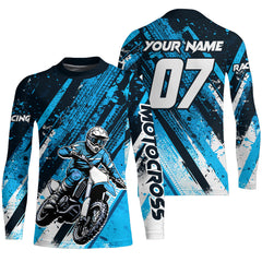 Maxcorners Blue Motocross Jersey Custom Dirt Bike Kid Men Women Motorcycle Racing Shirt MT2709