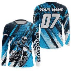 Maxcorners Blue Motocross Jersey Custom Dirt Bike Kid Men Women Motorcycle Racing Shirt MT2709