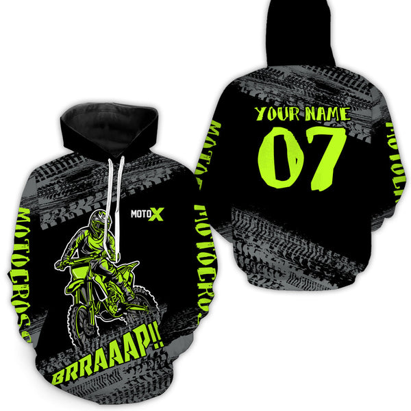 Maxcorners Lime Green Motocross Hoodie Jersey Men Women Motorcycle Hoodie Dirt Bike Hoodie Zip  LM2809