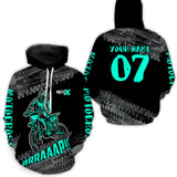Maxcorners Turquoise Motocross Hoodie Jersey Men Women Motorcycle Hoodie Dirt Bike Hoodie Zip  LM2809