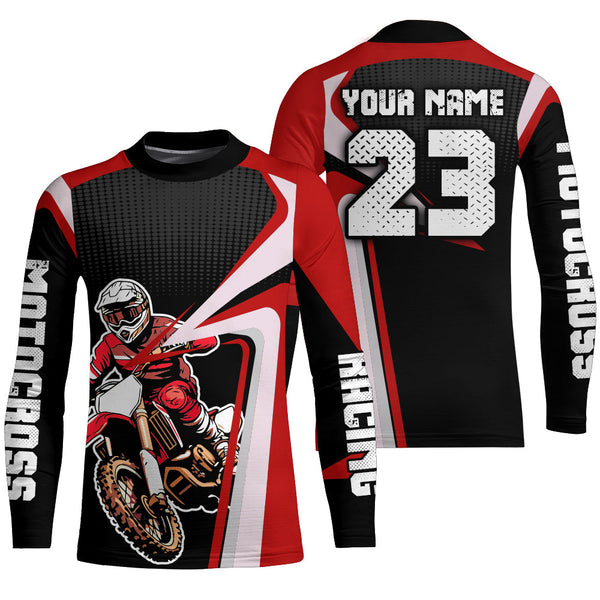 Maxcorners Custom Motocross Jersey Red Dirt Bike Shirt For Kid Women Men Off-road Shirt MT2709