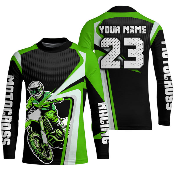 Maxcorners Custom Motocross Jersey Green Dirt Bike Shirt For Kid Women Men Off-road Shirt MT2709