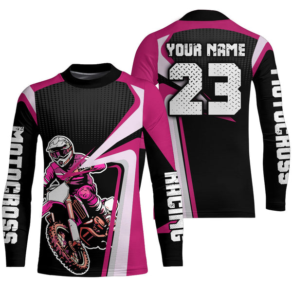 Maxcorners Custom Motocross Jersey Pink Dirt Bike Shirt For Kid Women Men Off-road Shirt MT2709