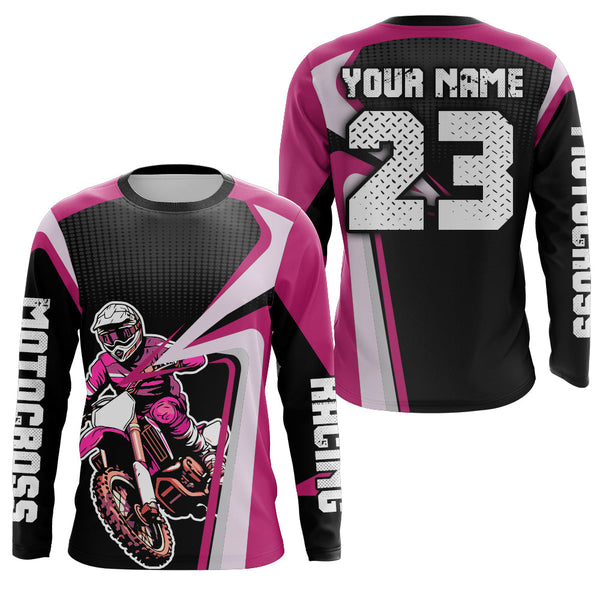 Maxcorners Custom Motocross Jersey Pink Dirt Bike Shirt For Kid Women Men Off-road Shirt MT2709