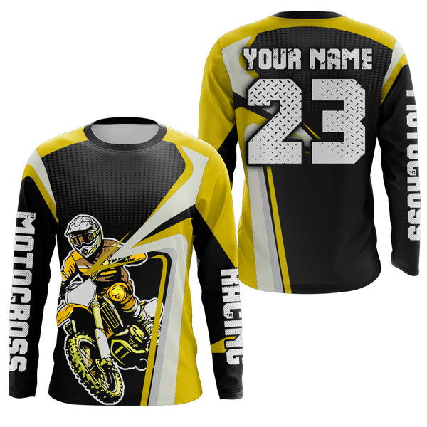 Maxcorners Custom Motocross Jersey Yellow Dirt Bike Shirt For Kid Women Men Off-road Shirt MT2709