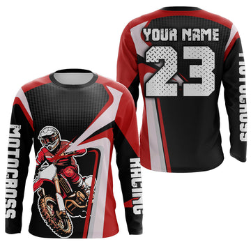 Maxcorners Custom Motocross Jersey Red Dirt Bike Shirt For Kid Women Men Off-road Shirt MT2709