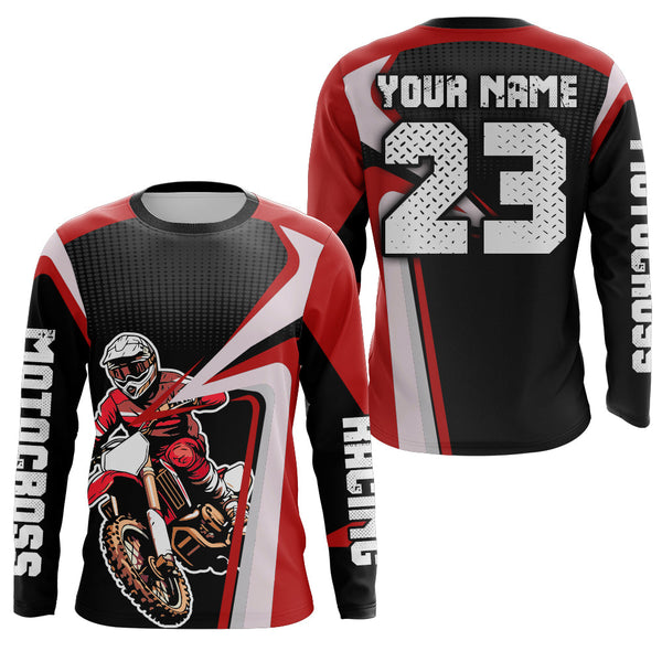 Maxcorners Custom Motocross Jersey Red Dirt Bike Shirt For Kid Women Men Off-road Shirt MT2709