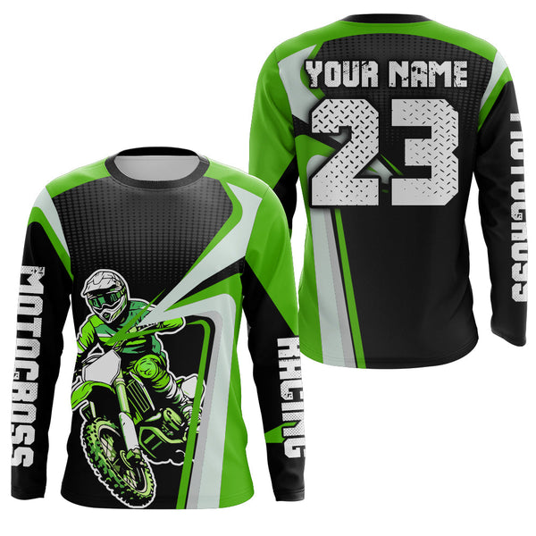 Maxcorners Custom Motocross Jersey Green Dirt Bike Shirt For Kid Women Men Off-road Shirt MT2709