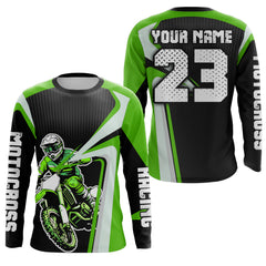 Maxcorners Custom Motocross Jersey Green Dirt Bike Shirt For Kid Women Men Off-road Shirt MT2709