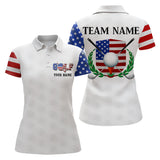 Maxcorners Custom Patriotic Golf Polo Shirt for Men Women Team US Flag Golf Shirts White LM2007