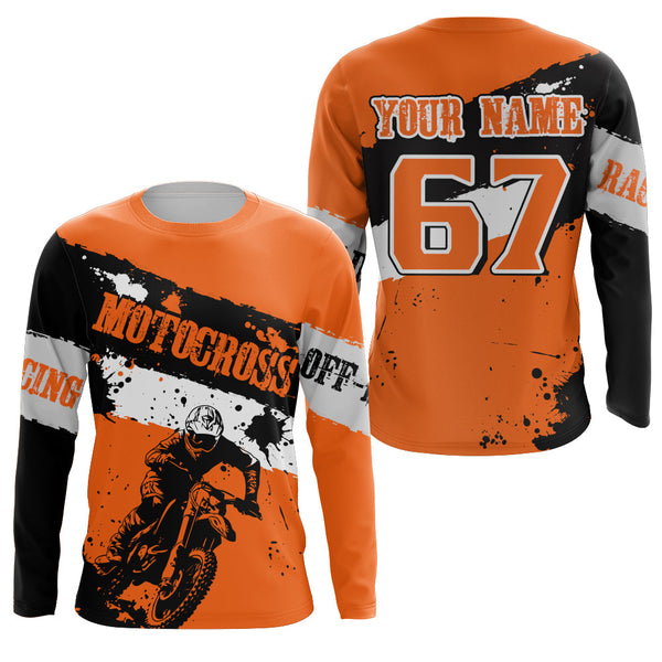Maxcorners Motocross Racing Jersey Orange Upf30+ Dirt Bike Motorcycle Shirt Kid Men Women MT2709