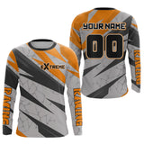 Maxcorners Custom Motocross Jersey Orange Dirt Bike Jersey for Men Kid Women Long Sleeves Upf30+ LM2809