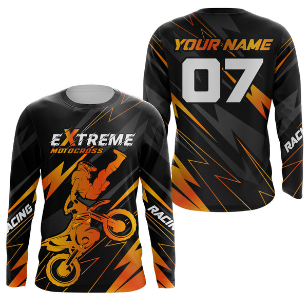 Maxcorners Orange Motocross Racing Jersey Custom Dirt Bike Shirt Kid Women Men Motorcycle Shirt MT2709