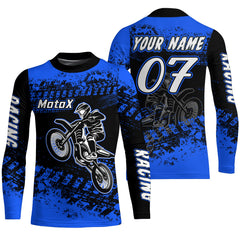Maxcorners Blue Motocross Jersey Custom Dirt Bike Shirt Upf30+ Kid Men Women Motorcycle Shirt MT2709