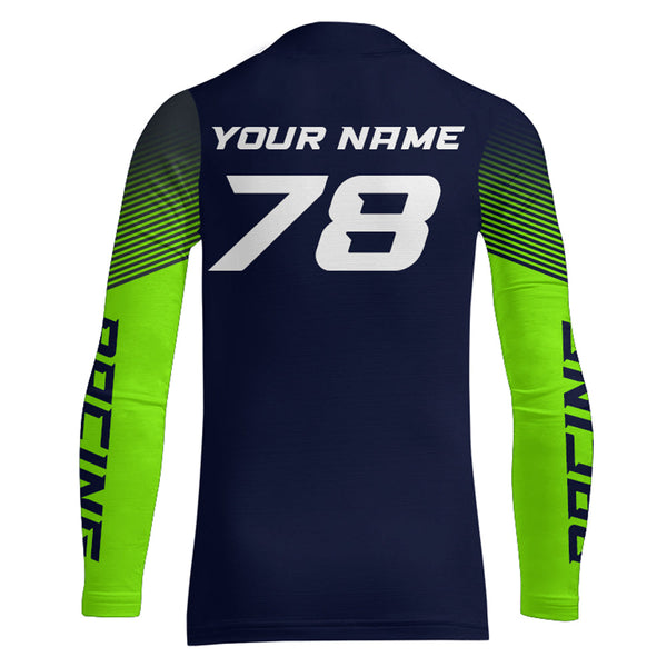 Maxcorners Green Motocross Racing Jersey Youth Men Women Dirt Bike Shirt Upf30+ Extreme Off-Road Racing Shirt MT2709