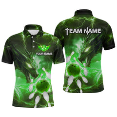Maxcorners Custom Dragon Bowling Shirt Green Thunder Bowling Jersey for Men Women Team LM184