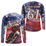 Maxcorners American Flag Racing Jersey UPF30+ Motocross Dirt Bike Shirt Youth Men Kid Women Patriotic LM2809