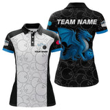 Maxcorners Custom Blue Dragon Bowling Shirts for Men Women Team Bowling Polo & Quarter Zip