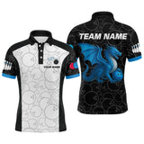Maxcorners Custom Blue Dragon Bowling Shirts for Men Women Team Bowling Polo & Quarter Zip