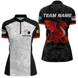 Maxcorners Custom Red Dragon Bowling Shirts for Men Women Team Bowling Polo & Quarter Zip