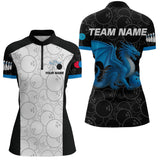 Maxcorners Custom Blue Dragon Bowling Shirts for Men Women Team Bowling Polo & Quarter Zip