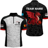 Maxcorners Custom Red Dragon Bowling Shirts for Men Women Team Bowling Polo & Quarter Zip
