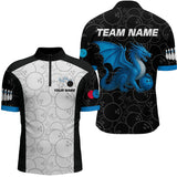 Maxcorners Custom Blue Dragon Bowling Shirts for Men Women Team Bowling Polo & Quarter Zip