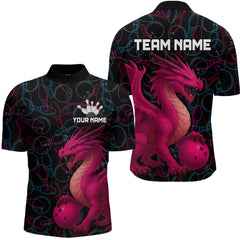 Maxcorners Pink Dragon Bowling Shirt Custom Bowling Jerseys for Men Women with Team Name LM2504