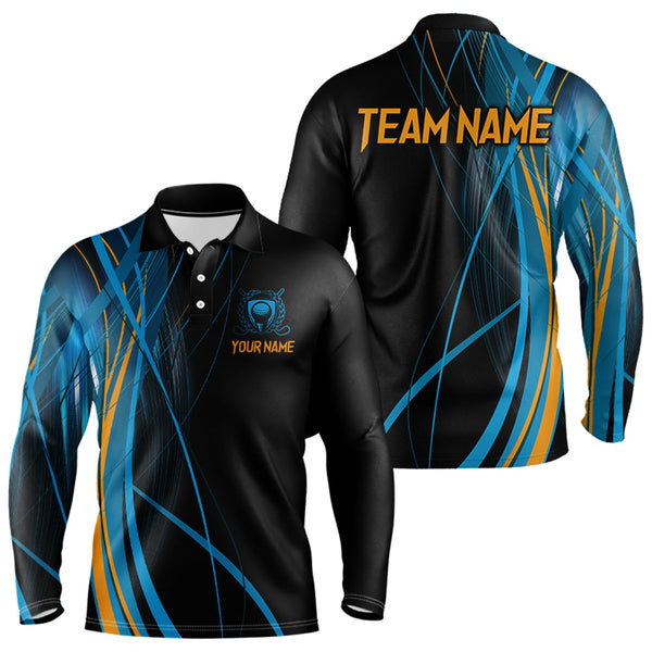 Maxcorners Custom Blue and Black Golf Polo Shirt for Men Women Golf Shirts Team Golf Apparel LM2007