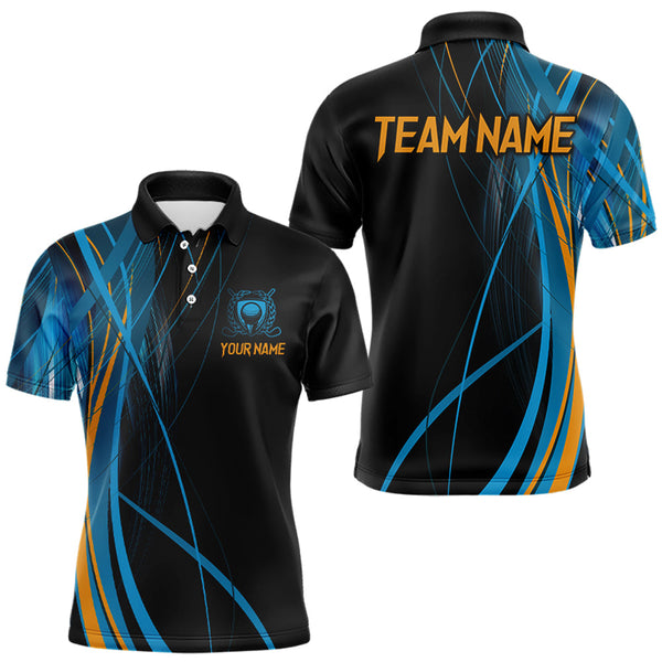 Maxcorners Custom Blue and Black Golf Polo Shirt for Men Women Golf Shirts Team Golf Apparel LM2007