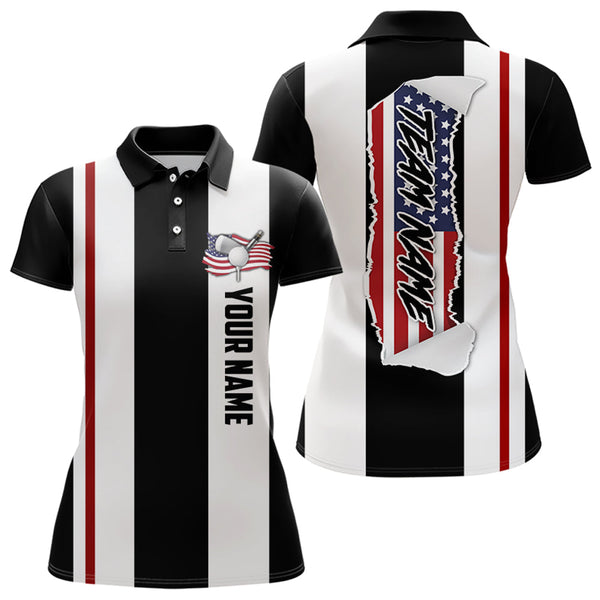 Maxcorners Custom Patriotic Golf Polo Shirt American Flag Golf Polo For Women Golf Shirt