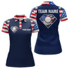 Maxcorners Diamond Vector Patriotic Golf Polo Shirt Custom American Flag Golf Polo Women US Golf Shirt