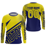 Maxcorners Blue Yellow Motocross Racing Jersey Dirt Bike Shirt Men Kid Women Motorcycle Shirt LM2809