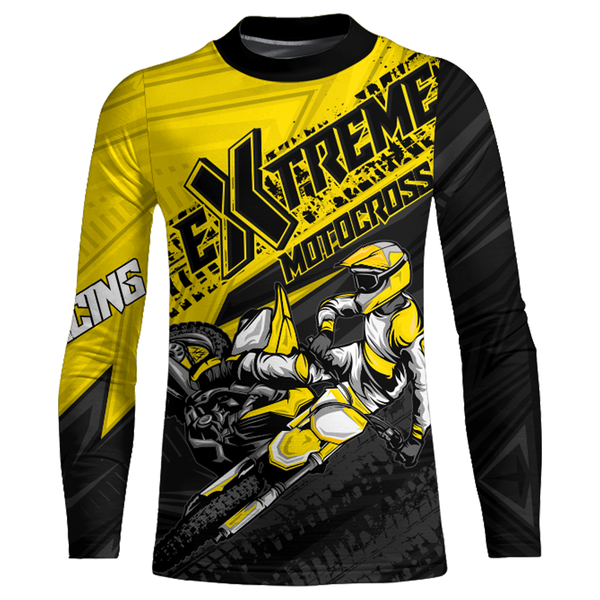 Maxcorners Yellow Motocross Racing Jersey Upf30+ Kid Men Women Dirt Bike Shirt Off-road Jersey MT2709