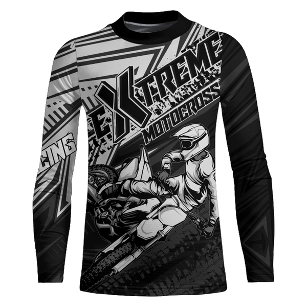 Maxcorners White Black Motocross Racing Jersey Upf30+ Kid Men Women Dirt Bike Shirt Off-road Jersey MT2709