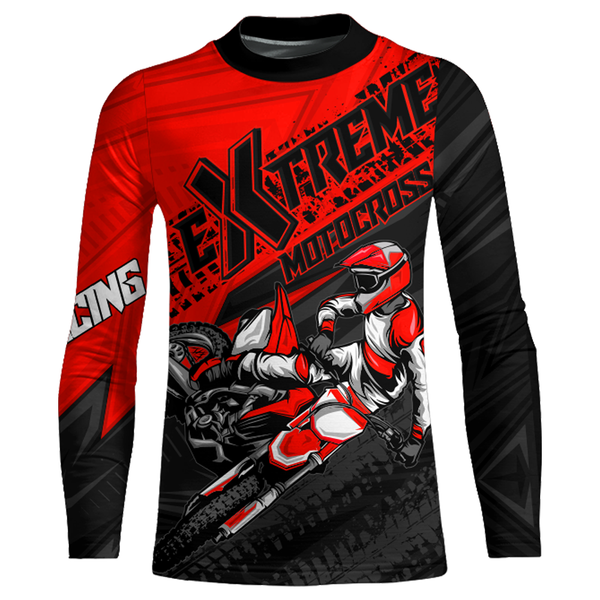 Maxcorners Red Motocross Racing Jersey Upf30+ Kid Men Women Dirt Bike Shirt Off-road Jersey MT2709