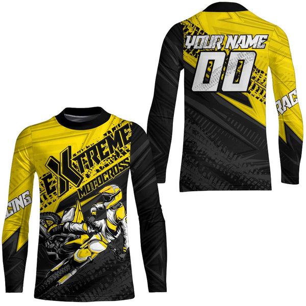 Maxcorners Yellow Motocross Racing Jersey Upf30+ Kid Men Women Dirt Bike Shirt Off-road Jersey MT2709