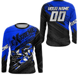Maxcorners Blue Motocross Racing Jersey Upf30+ Kid Men Women Dirt Bike Shirt Off-road Jersey MT2709