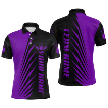 Maxcorners Custom Purple Bowling Shirts for Men Women Team Bowling Polo & 1/4 Zip Shirt