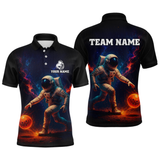 Maxcorners Custom Astronaut Bowling Shirts for Women Men Team Galaxy Bowling Polo and 1/4 Zip TU1410