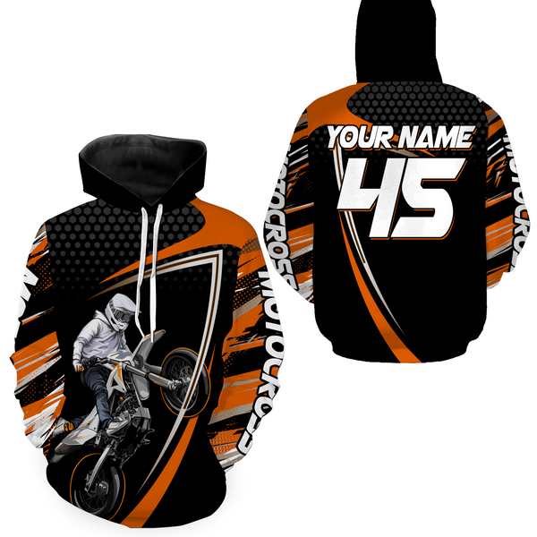 Maxcorners Orange Motocross Racing Hoodie Jersey For Men Women Motorcycle Dirt Bike Hoodie Zip LM2809
