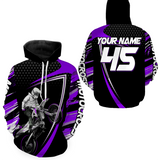 Maxcorners Purple Motocross Racing Hoodie Jersey For Men Women Motorcycle Dirt Bike Hoodie Zip LM2809