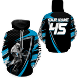 Maxcorners Light Blue Motocross Racing Hoodie Jersey For Men Women Motorcycle Dirt Bike Hoodie Zip LM2809