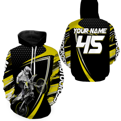 Maxcorners Yellow Motocross Racing Hoodie Jersey For Men Women Motorcycle Dirt Bike Hoodie Zip LM2809