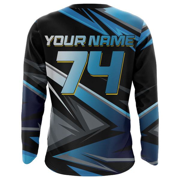 Maxcorners Blue Motocross Jersey Upf30+ Dirt Bike Youth Motocross Riding Shirt Men Women Kid MT2809